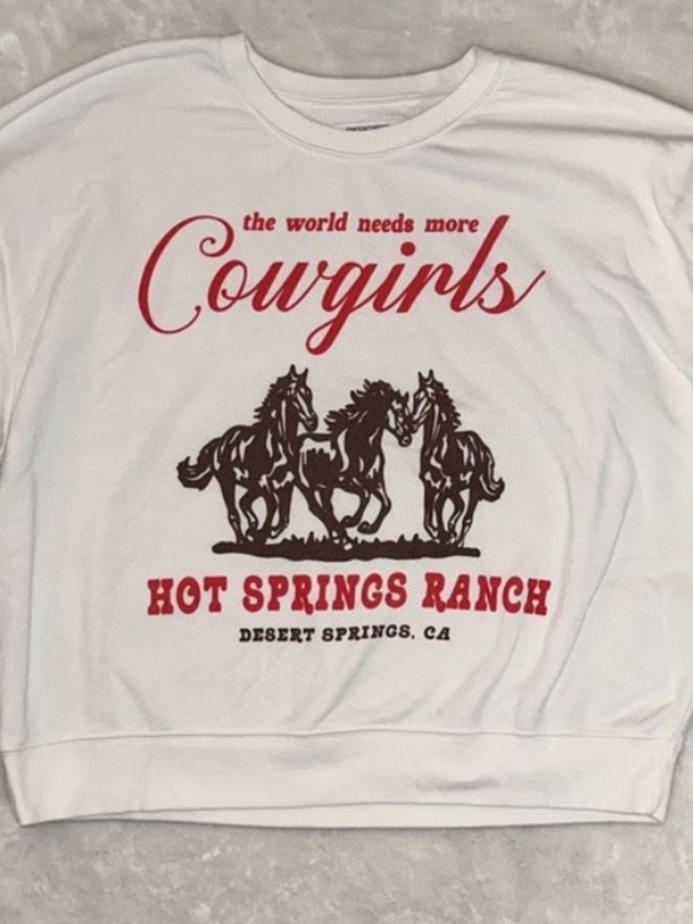 Cowgirls Graphic Sweatshirt - Cream with Red Print - Picture 3 of 3